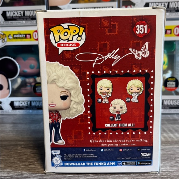 Funko Pop Dolly Parton Rocks Figure with Red and White Design - Picture 4 of 6